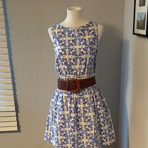 Blue Floral Sleeveless Dress